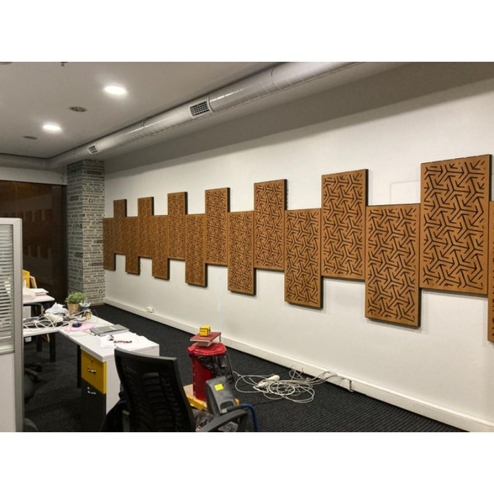 Desibel Akustik Özel Tasarım Ahşap Kaplı Akustik Panel 50X100 4cm Bantlı Dış Cephe Yalıtım Malzemeleri Fiyatı