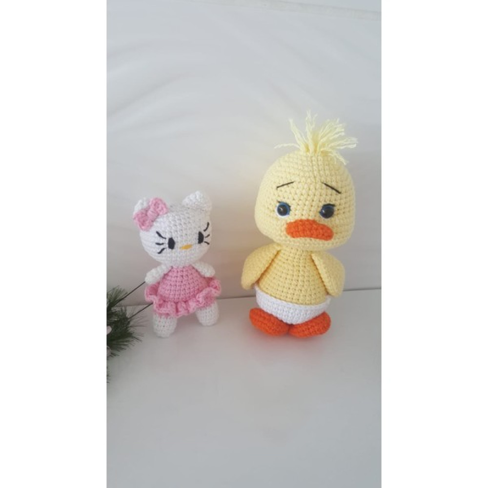 Design By Oykum Amigurumi Uyku Arkadaşı Ikili Oyuncak Ördek ve Hello Kitty Bebek Oyuncakları Fiyatı