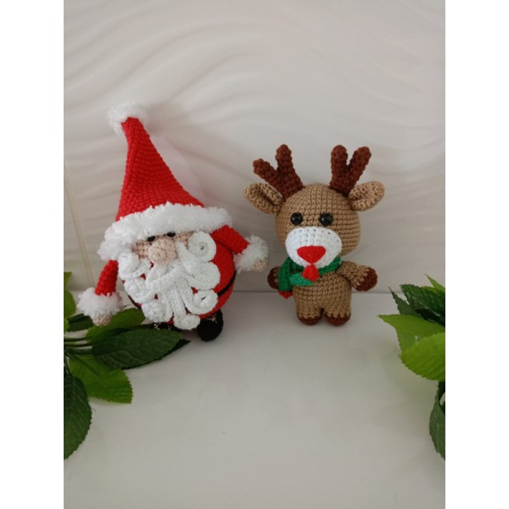 Design By Oykum Amigurumi Yılbaşı Cücesi ve Ren Geyik (2'li) - Beyaz - Kırmızı Oto Boyaları Fiyatı