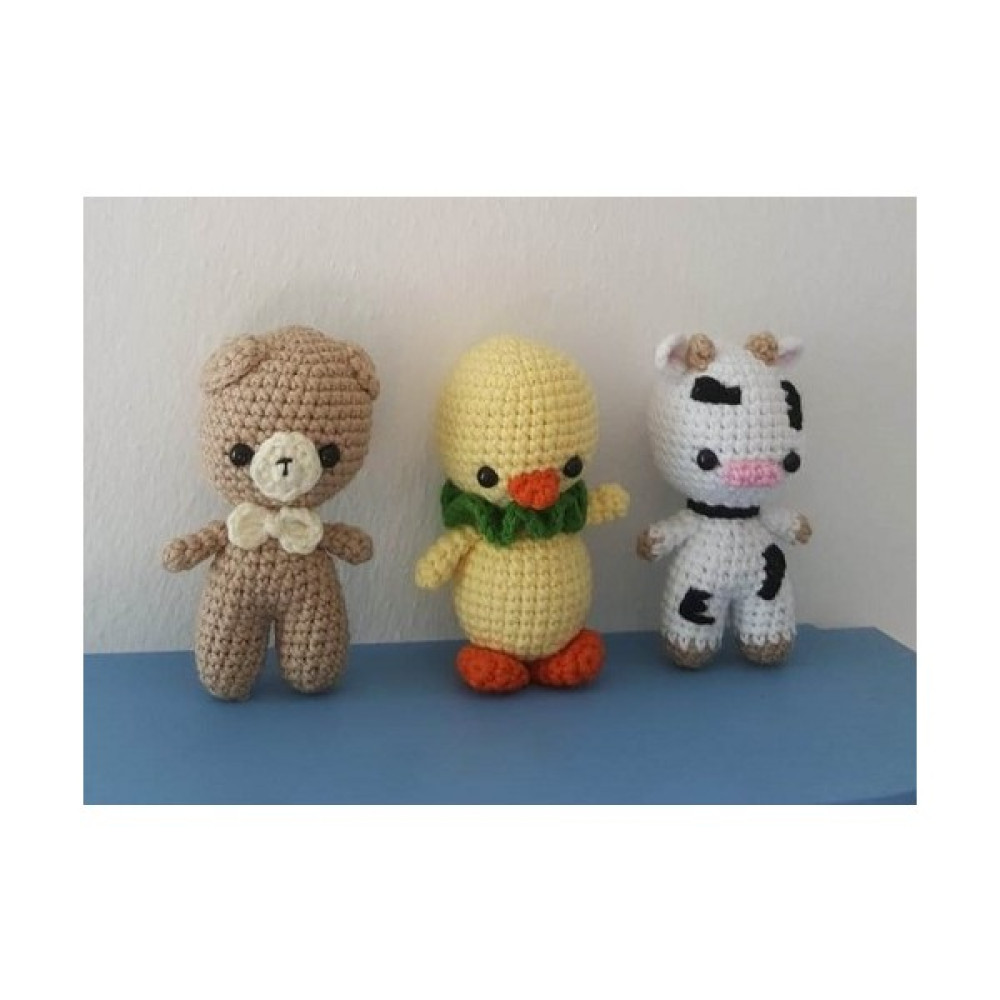 Design By Oykum designbyoykum 3'lü Minik Amigurumi Oyuncaklar (Inek+Civciv+Ayıcık) Oto Boyaları Fiyatı