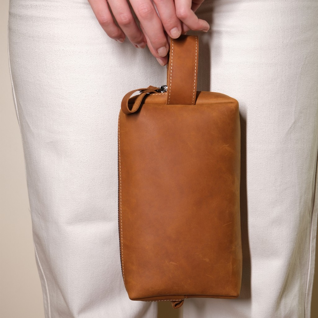 Design Craft Taba Renkli Deri Unisex El Çantası Slim Dopp Kit Büyük Boy Ergonomik Tasarım SSD / Solid State Drive Fiyatı