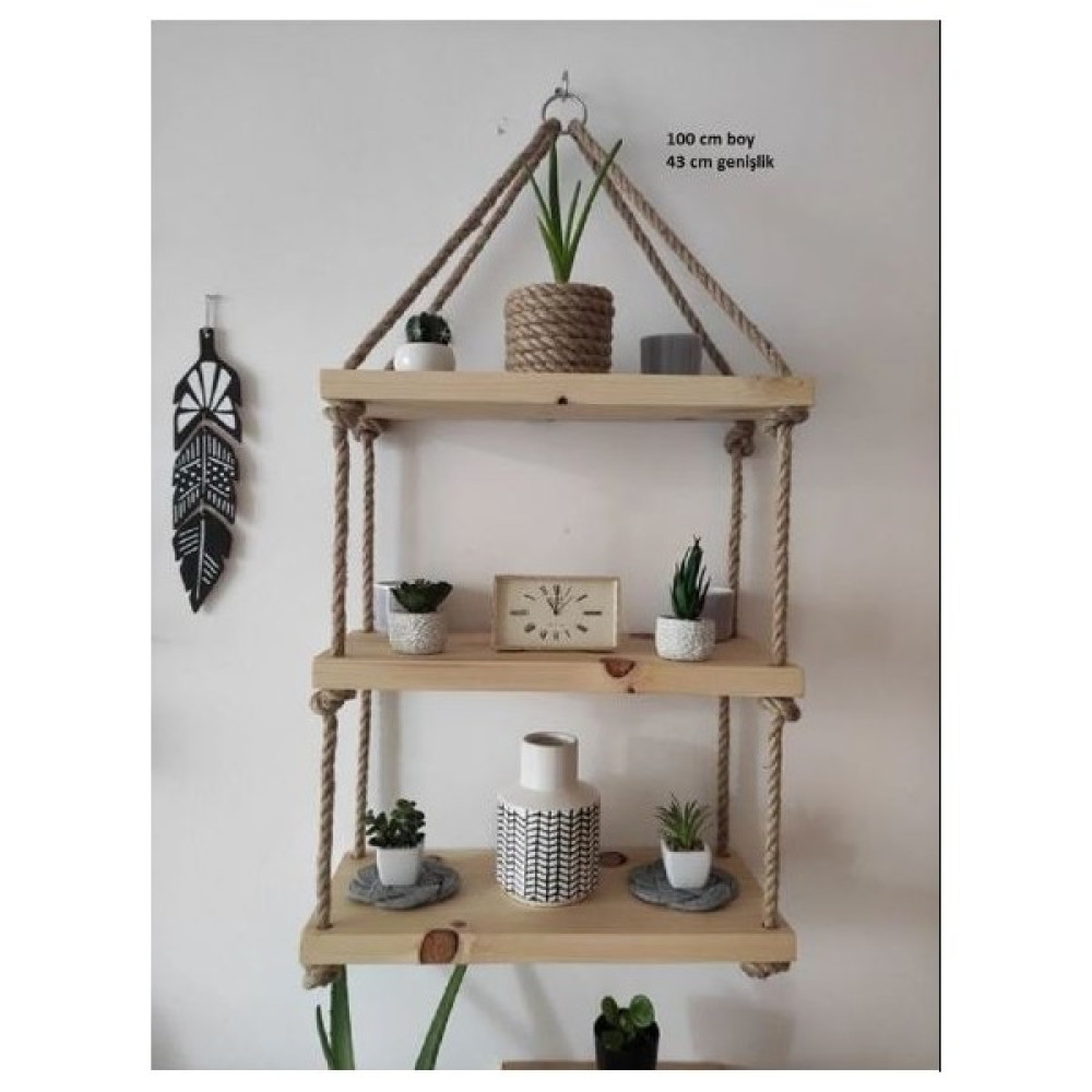 Design Love 3 'lü Ahşap Dekoratif Raf 100*43 cm Kitaplık - Duvar Rafı & CD / DVD Rafı Fiyatı