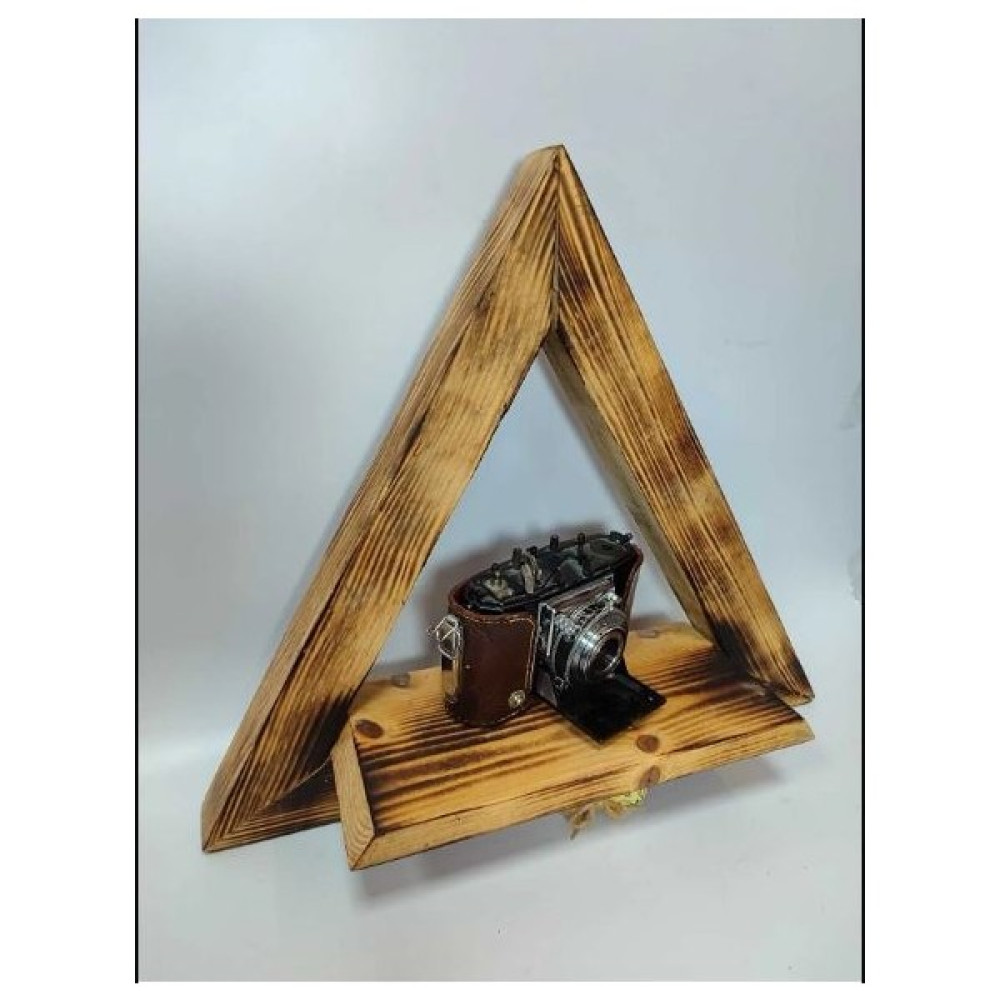 Design Love Dekoratif Ahşap Üçgen Raf Tekli 40*40 cm Kitaplık - Duvar Rafı & CD / DVD Rafı Fiyatı