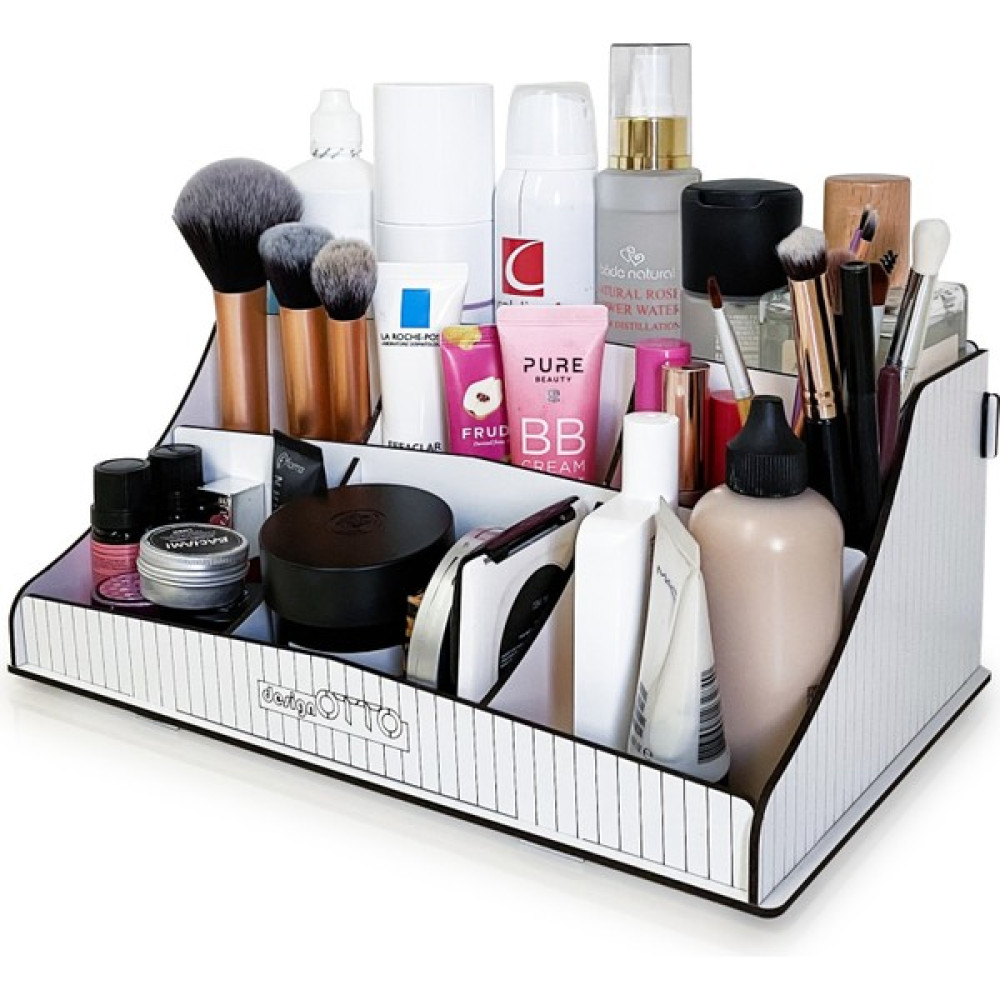 Design Otto Bella Small Ahşap Makyaj Takı Banyo Kozmetik Düzenleyici Organizer - Beyaz Makyaj Fırça ve Aksesuarları Fiyatı