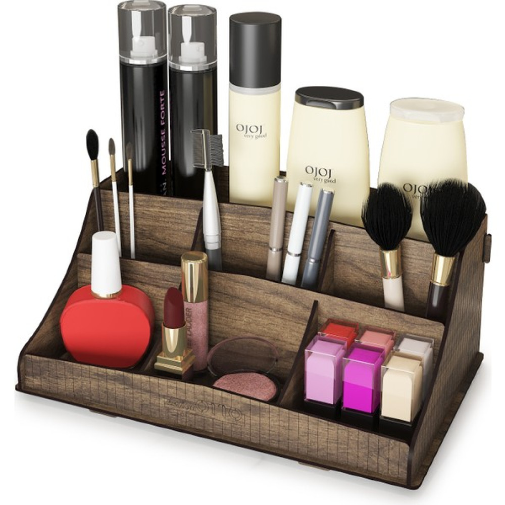 Design Otto Bella Small Ahşap Makyaj Takı Banyo Kozmetik Düzenleyici Organizer - Elegant Ceviz Makyaj Fırça ve Aksesuarları Fiyatı