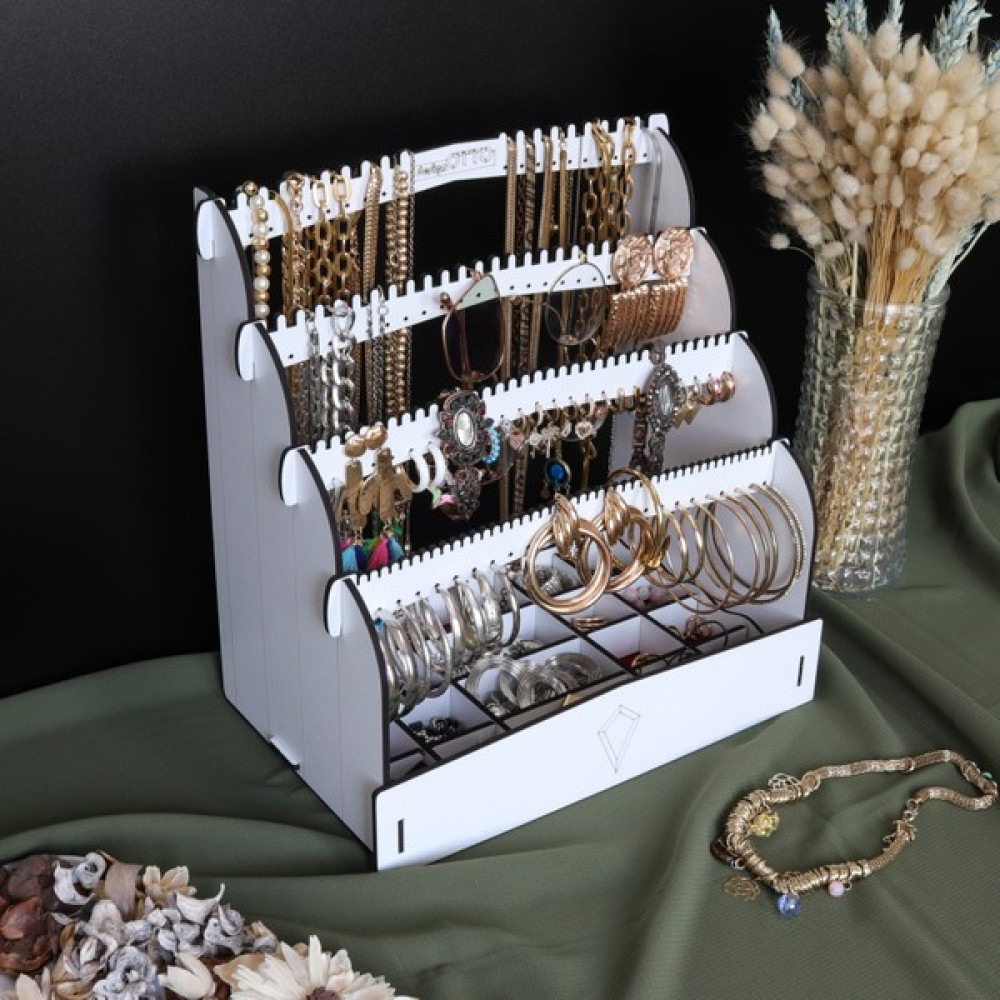 Design Otto Diamond Small Organizer Kozmetik Makyaj Kolye Küpe Yüzük Takı Kutusu Düzenleyici - Beyaz Eşya Saklama / Düzenleme Fiyatı