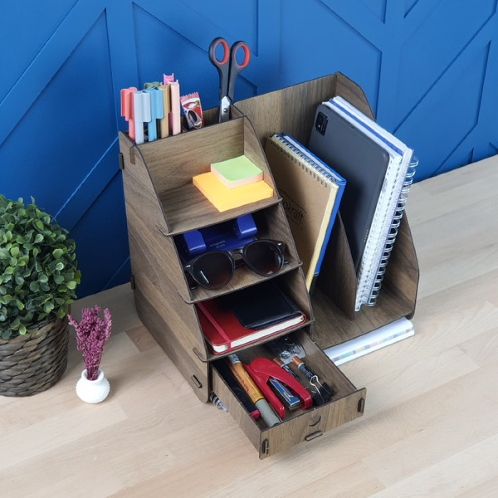 Design Otto Focus Hexa Çekmeceli A4 Evrak Rafı Masaüstü Organizer - Siyah Ofis Seti Fiyatı