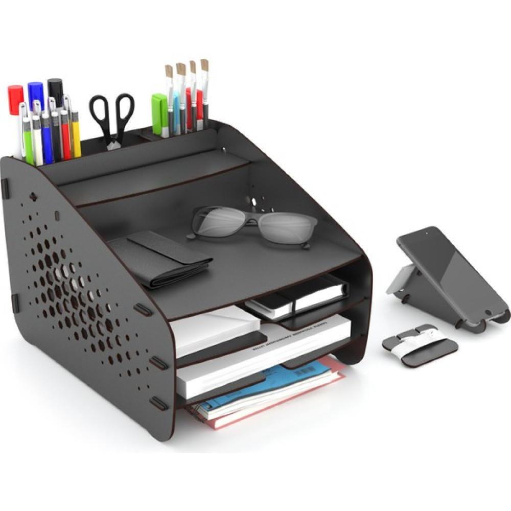 Design OTTO Medium Hexa - 6 Renk - A4 Evrak Rafı Masaüstü Organizer Düzenleyici Siyah Ofis Seti Fiyatı