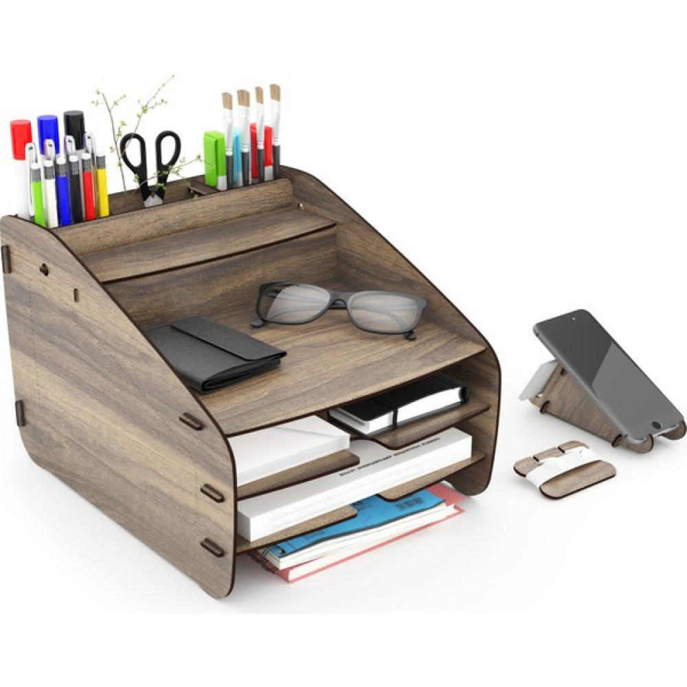 Design OTTO Medium Modest - 6 Renk - A4 Evrak Rafı Masaüstü Organizer Düzenleyici Ceviz - Siyah - Kahverengi Ofis Seti Fiyatı