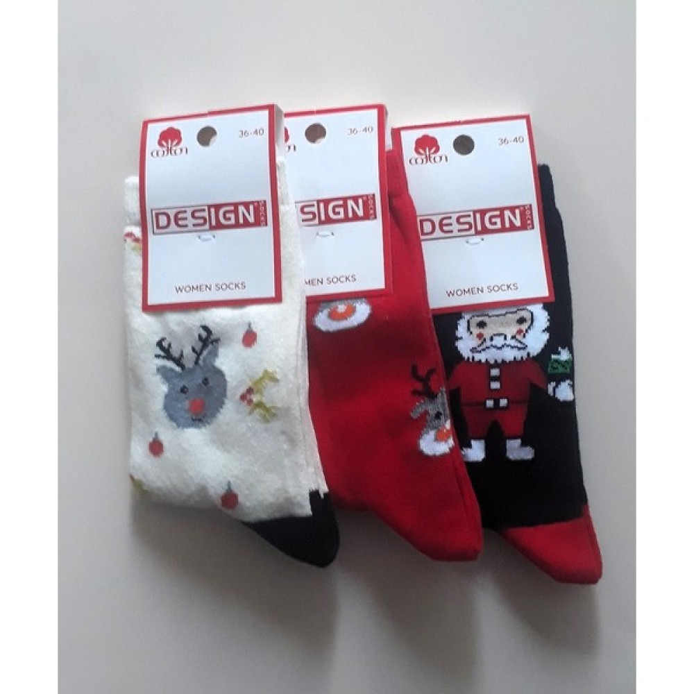 Design Üçü Bir Arada Birinci Kalite %100 Penye Sıkmayan Lastik Yumuşak Tuşeye Sahip 36-40 Numara Yılbaşı Desenli Genç Çorabı %70 Pamuk-%27 Polyami... Çorap (Outdoor) Fiyatı