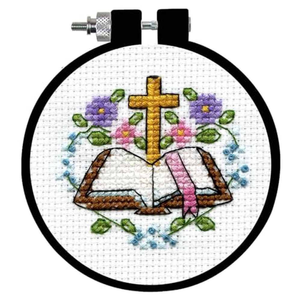 Design Works Crafts Inc. Cross & Bible Counted Cross Stitch Kit with Hoop