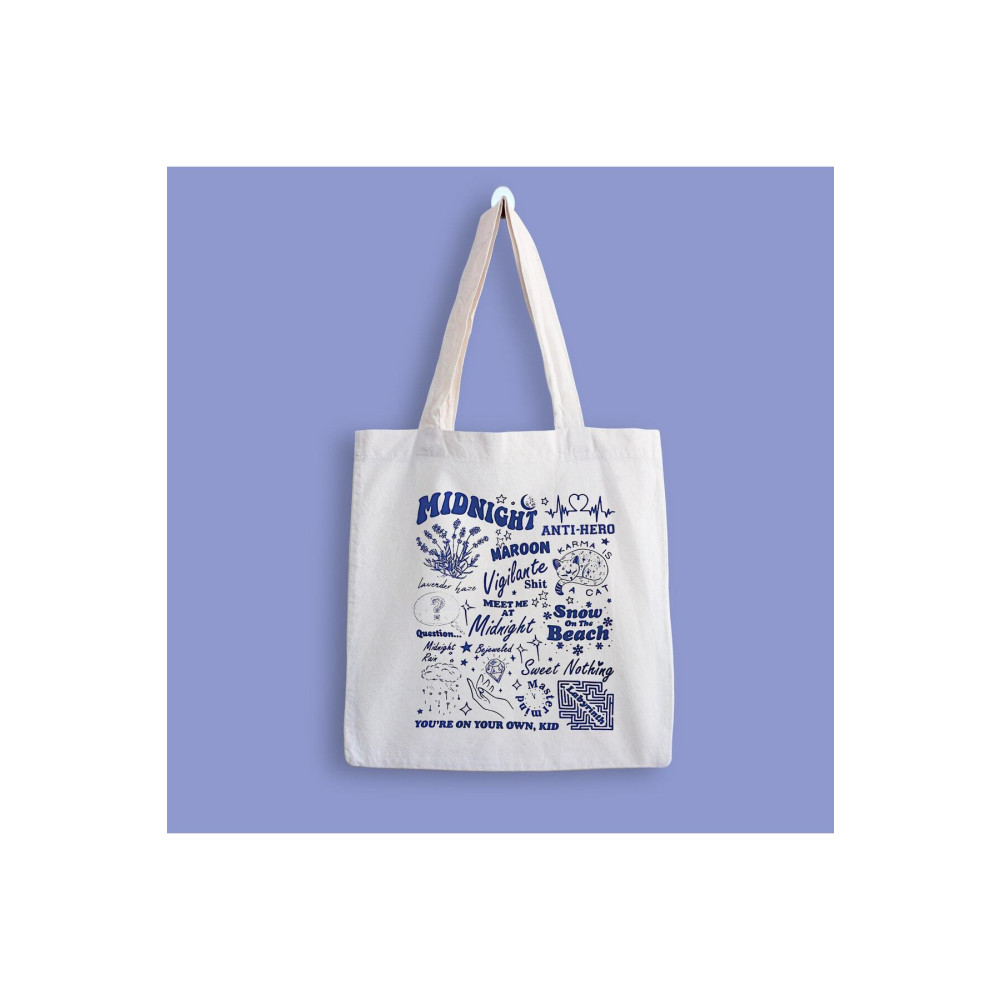 designedfy Taylor Swift Midnights 3 Baskılı Bez Çanta 35 x 40 Beden Unisex Çanta & Cüzdan ve Seyahat Çantaları Fiyatı