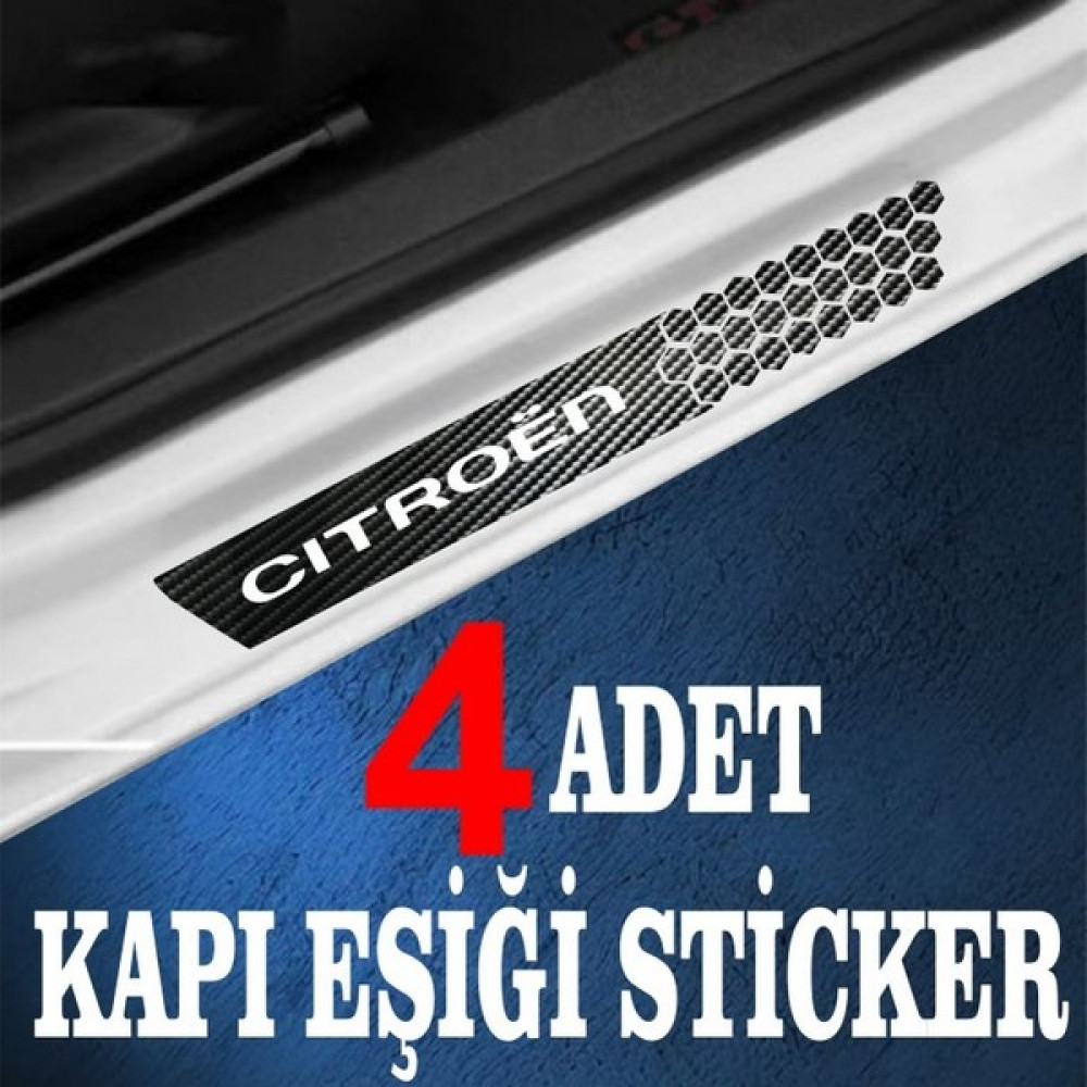 Dest-i Go Citroen Uyumlu  Özel Oto Kapı Eşikleri Sticker Karbon 4 Adet - Standart - Renkli Oto Boyaları Fiyatı
