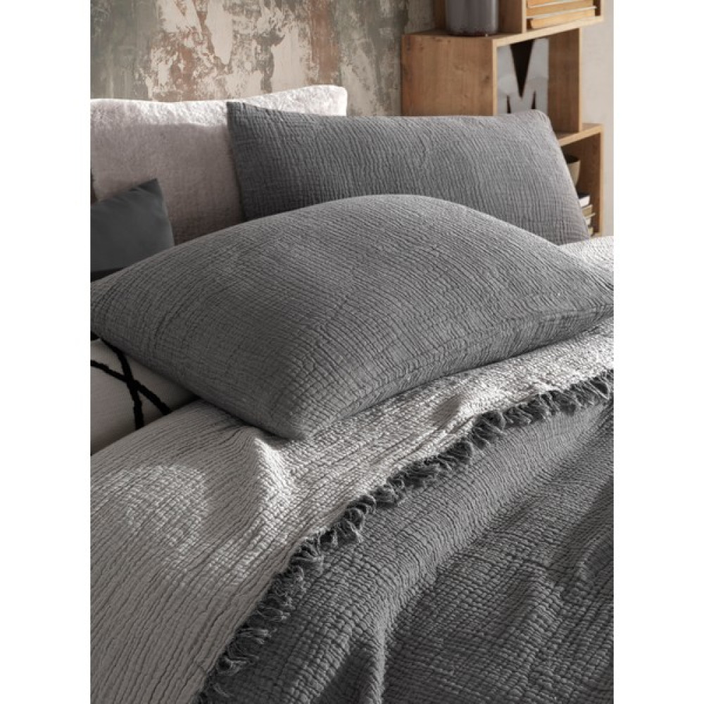 Destiny Hometex 4 Katlı Multi Muslin %100 Pamuk Çift Kişillik Yatak Örtüsü - Antrasit - 230 x 250 cm Yatak Örtüsü Fiyatı
