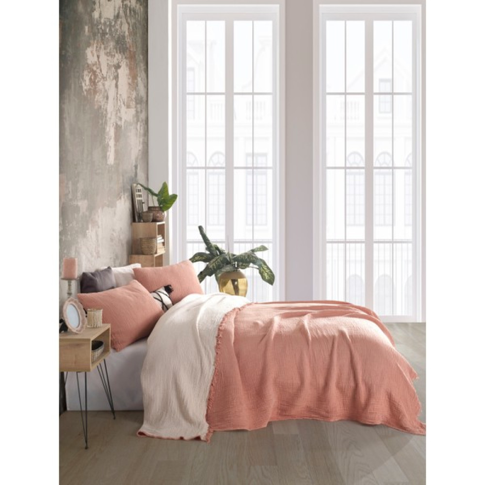 Destiny Hometex 4 Katlı Multi Muslin Pamuk Battal Boy Yatak Örtüsü 240x260 Cm Battal Boy - 240 x 260 cm - Kiremit Yatak Örtüsü Fiyatı