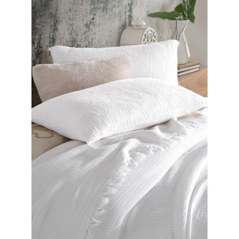 Destiny Hometex 4 Katlı Multi Muslin Pamuk Tek Kişillik Yatak Örtüsü 160X240CM - Beyaz - 160 x 240 cm Yatak Örtüsü Fiyatı