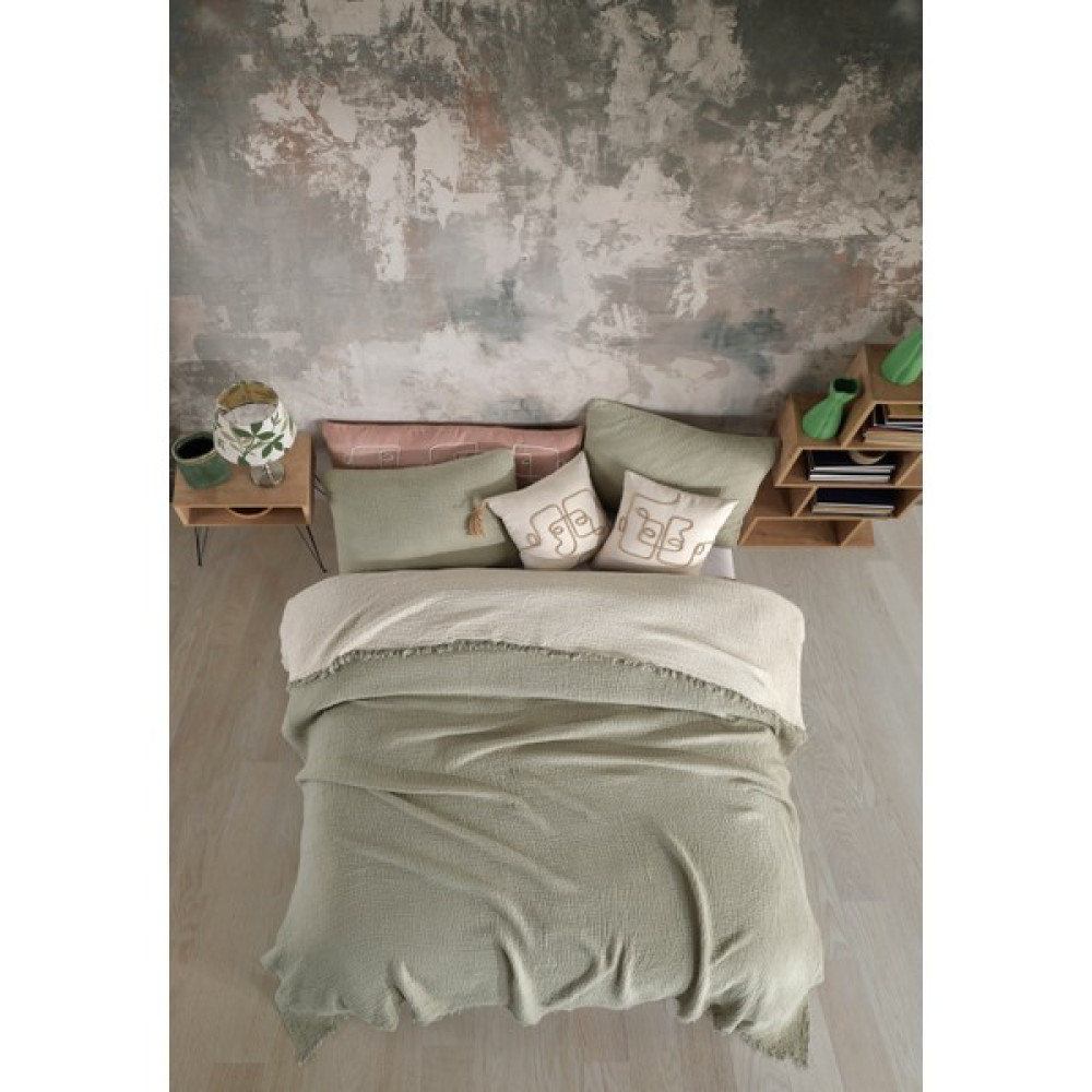 Destiny Hometex Yeşil 4 Katlı Multi Muslin %100 Pamuk Çift Kişillik Yatak Örtüsü - 200 x 240 cm Yatak Örtüsü Fiyatı