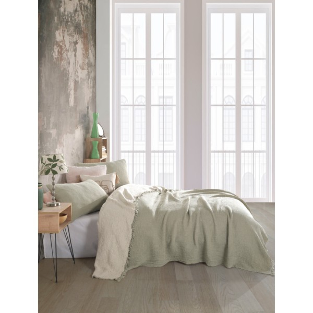 Destiny Hometex Yeşil 4 Katlı Multi Muslin %100 Pamuk Çift Kişillik Yatak Örtüsü - 230 x 250 cm Yatak Örtüsü Fiyatı