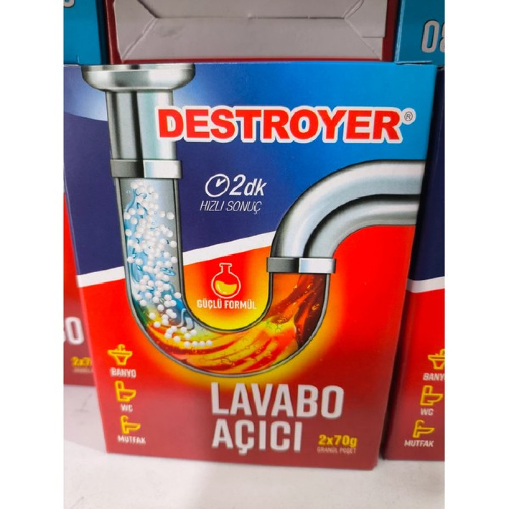 Destroyer Lavabo Açıcı 2X70G Granül (2'li) - 140 gr Temizlik Malzemeleri Fiyatı