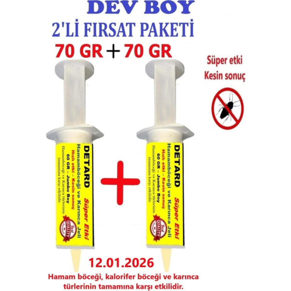Detard Hamam Böceği ve Karınca Jeli 2 x 70 gr Süper Etkili Haşere Yok Edici Böcek Jeli Kokusuz Güvenli Sinek-Kene-Haşere Kovucu Fiyatı