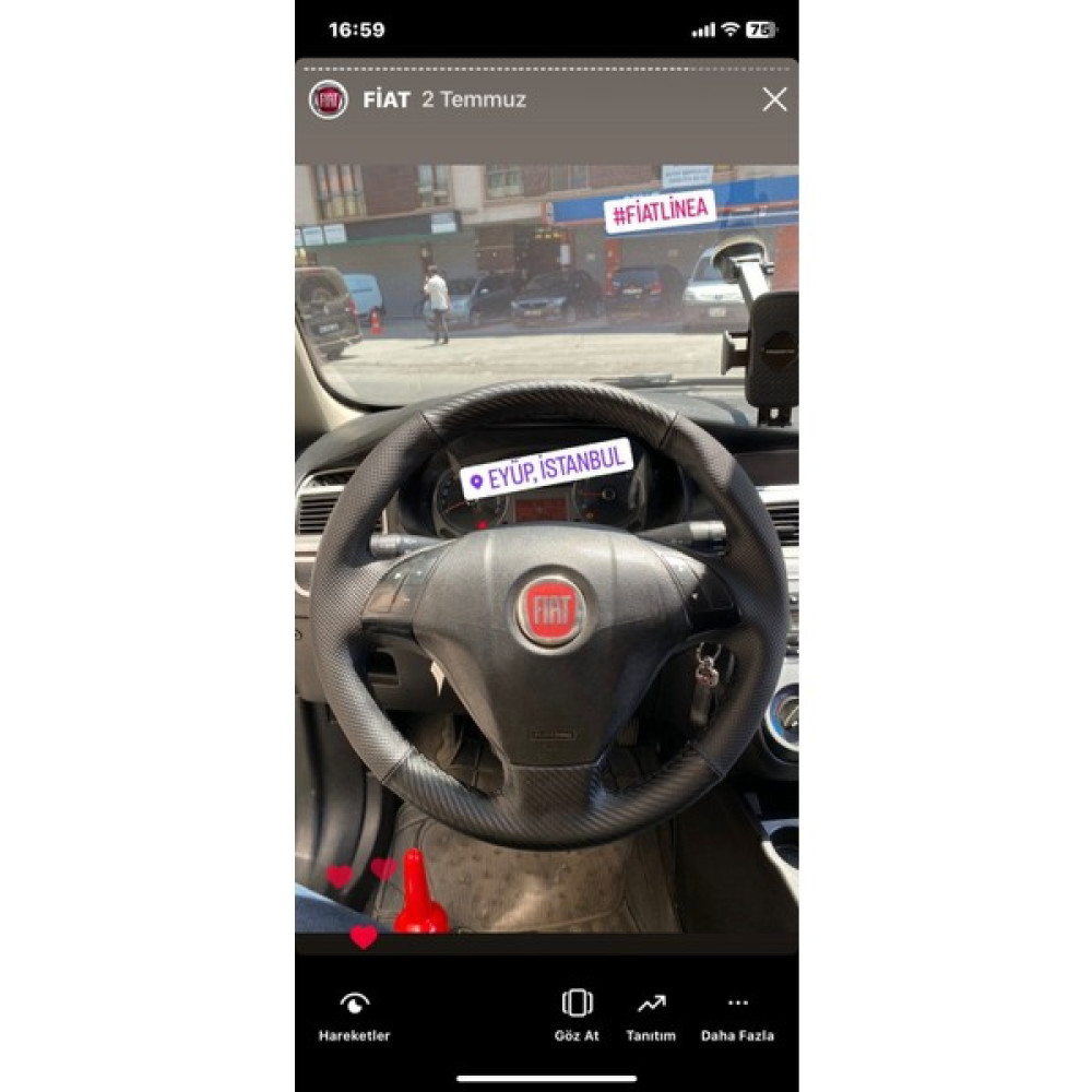 Detay Fiat Linea Tuşlu -Doblo-Fiorino -Punto Uyumlu Karbon Noktalı Desen Siyah Dikiş Direksiyon Kılıfı Direksiyon Kılıfı Fiyatı