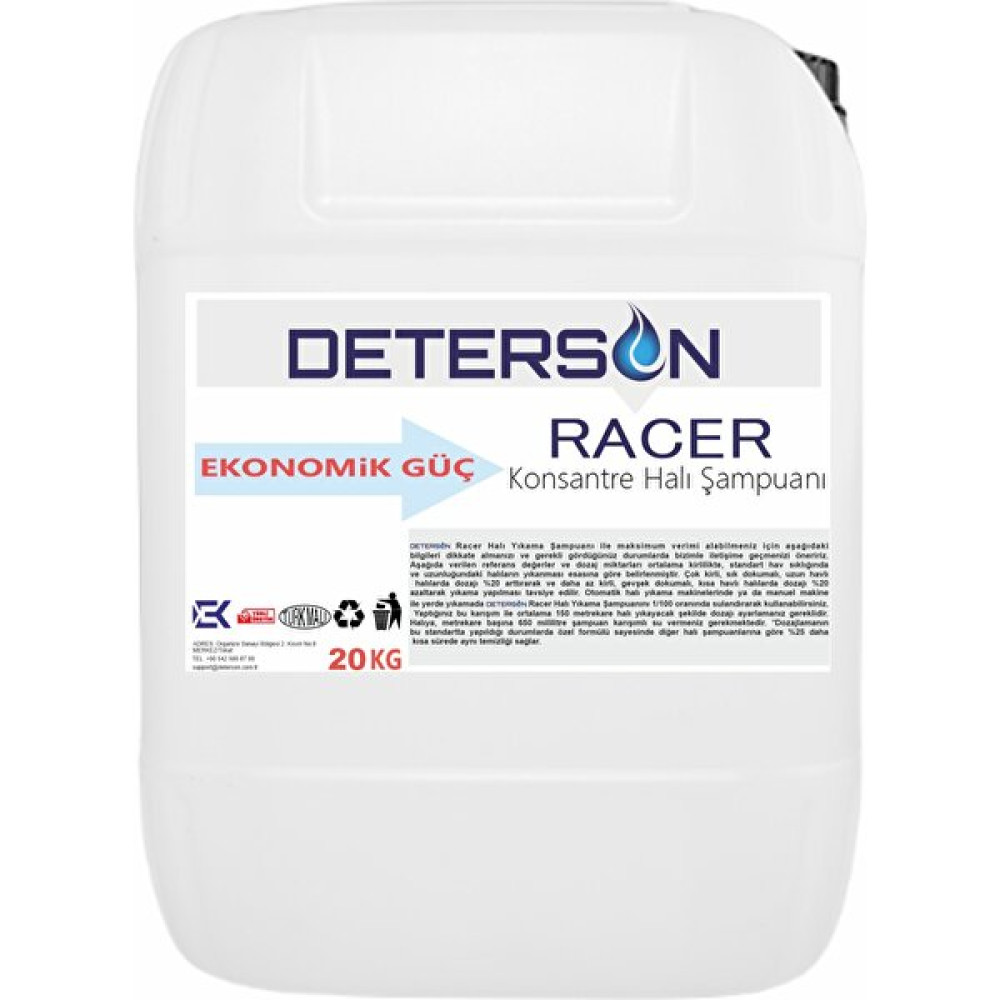 Deterson Racer Konsantre Halı Yıkama Şampuanı 20 kg Halı Şampuanı Fiyatı
