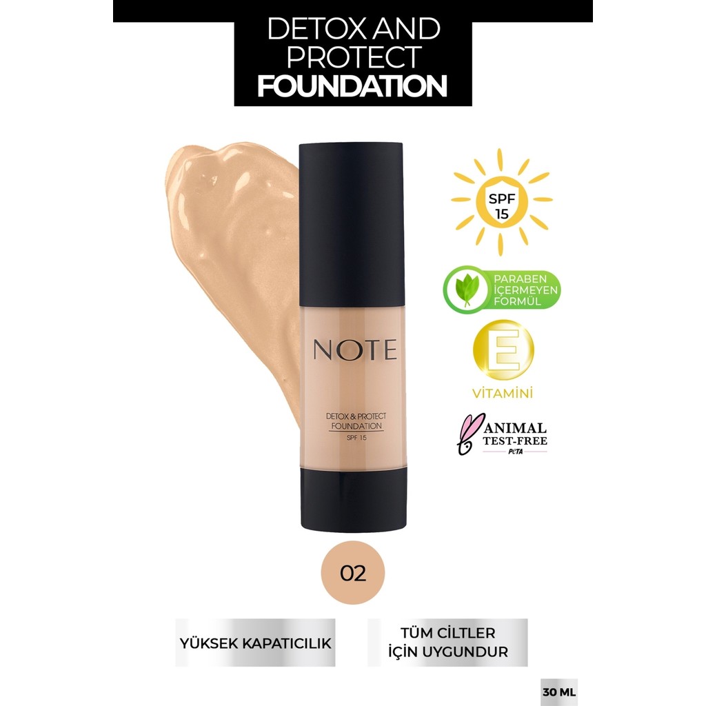 Detox & Protect Foundation Spf 15 Yoğun Kapatıcı Saten Bitişli Fondöten - 02 Natural Beige Diğer Fiyatı