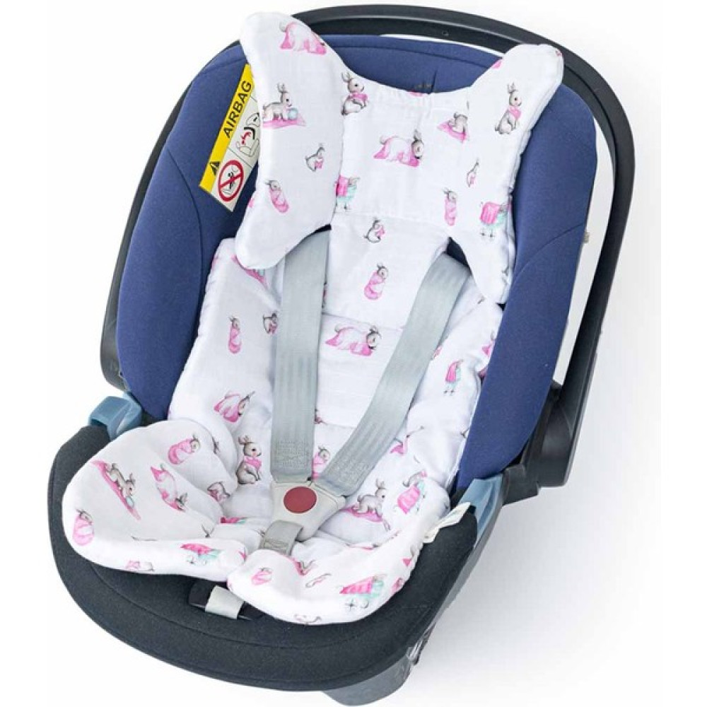 Deux Lapins Bebe Lapin Müslin Puset ve Oto Koltuk Minderi 0 Ay+ - Pembe - Beyaz - 0 - 13 kg Bebek Oto Koltuğu Fiyatı