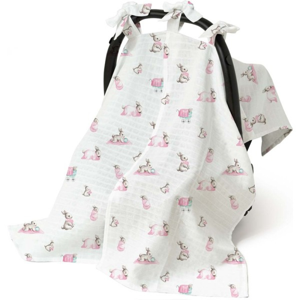 Deux Lapins Bebek Müslin Puset Örtüsü 114X77 cm Bébé Lapin Rose - Standart - Renkli Bebek Giyim-Tekstil Fiyatı