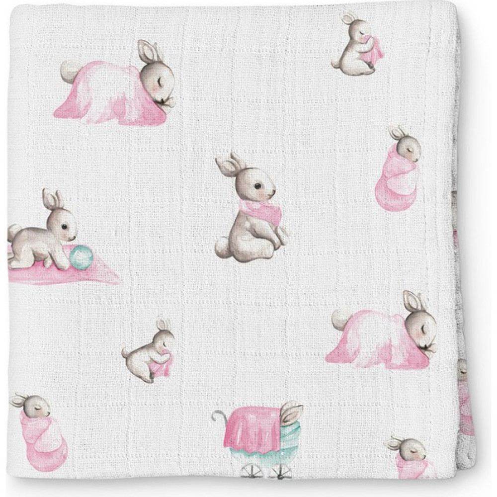 Deux Lapins Müslin Bebek Örtüsü 120X120CM – Bébé Lapin Rose - Pembe Hamilelik ve Emzirme Fiyatı