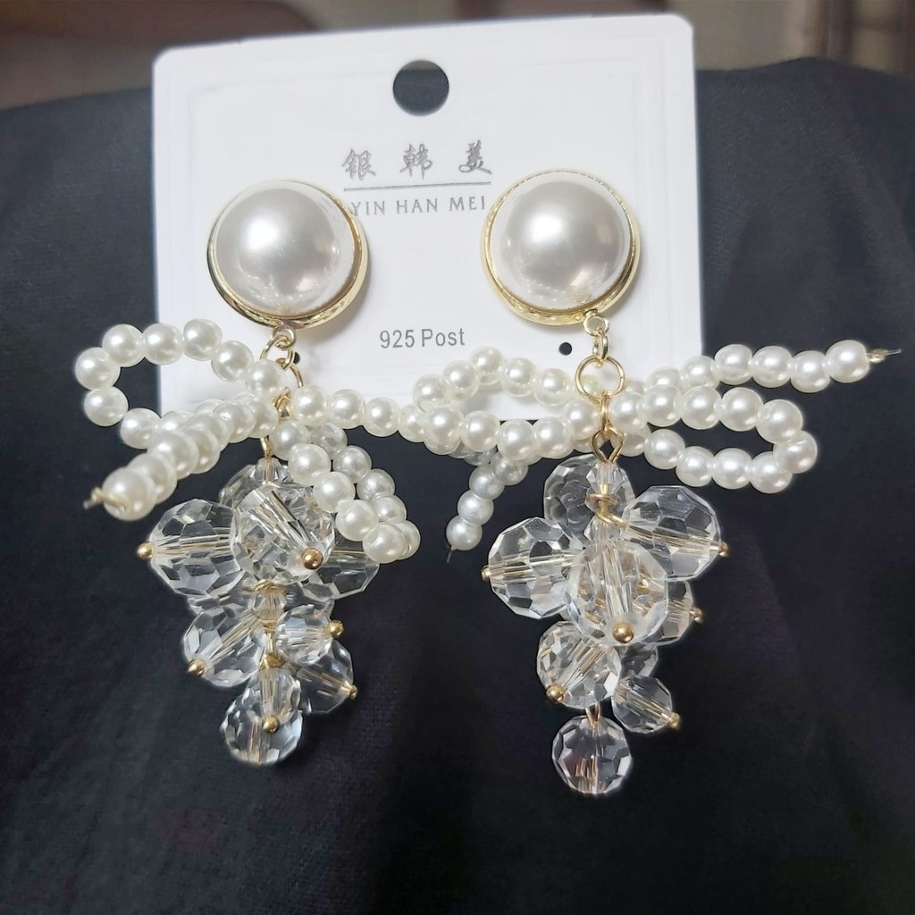Devi Fashion Fiyonklu Incili Kristal Salkım Küpe Bijuteri Küpe Fiyatı