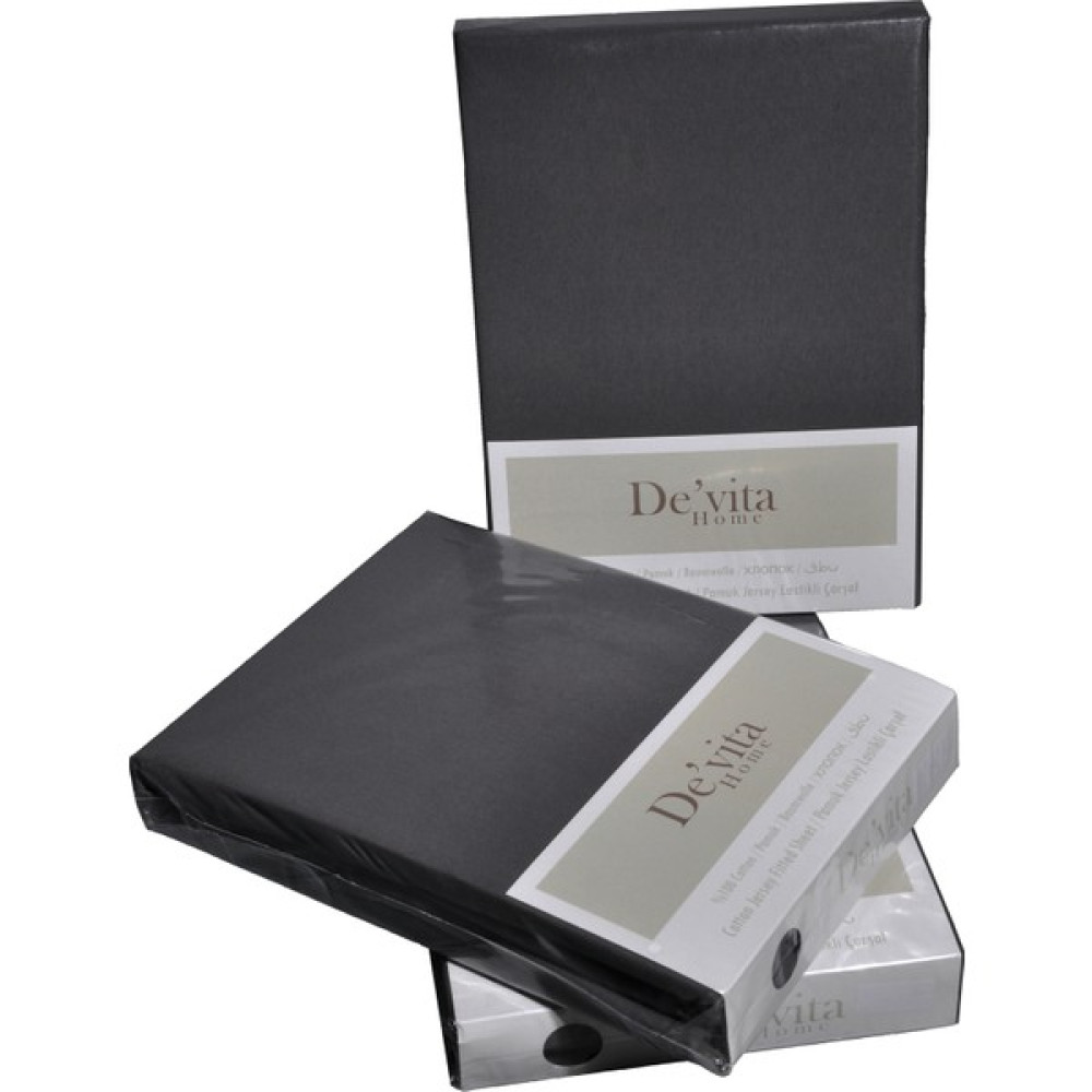 De'vita Home %100 Pamuk Penye Yatak Çarşafı (Lastıklı - Fıtted - Cift Kisilik - Tek Kisilik - Battal Boy) - 120 x 200 - Antrasit Çarşaf Fiyatı