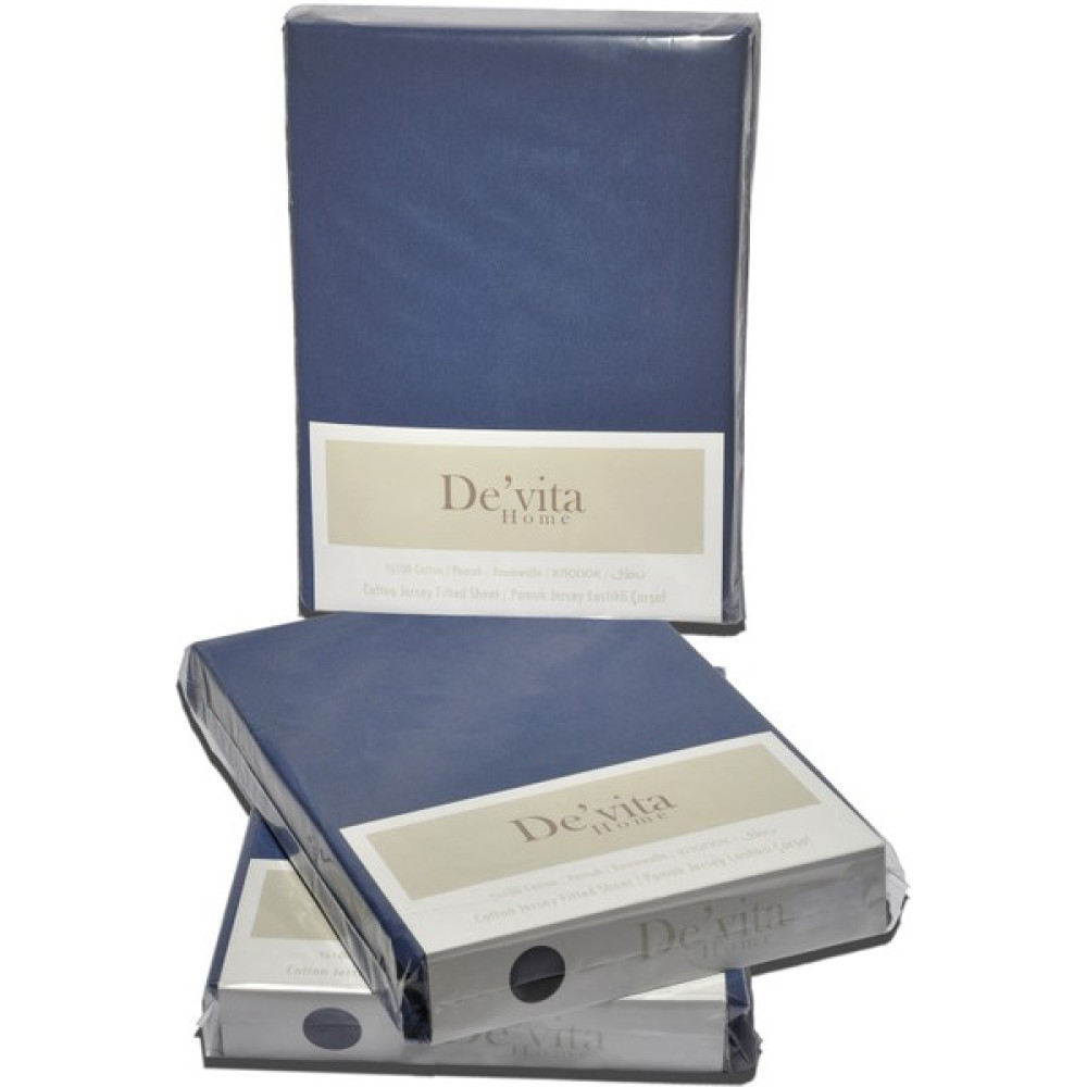 De'vita Home Pamuk Penye Yatak Çarşafı (Lastıklı - Fıtted - Cift Kisilik - Tek Kisilik - Battal Boy) - 160 x 200 - Açık Lacivert Çarşaf Fiyatı