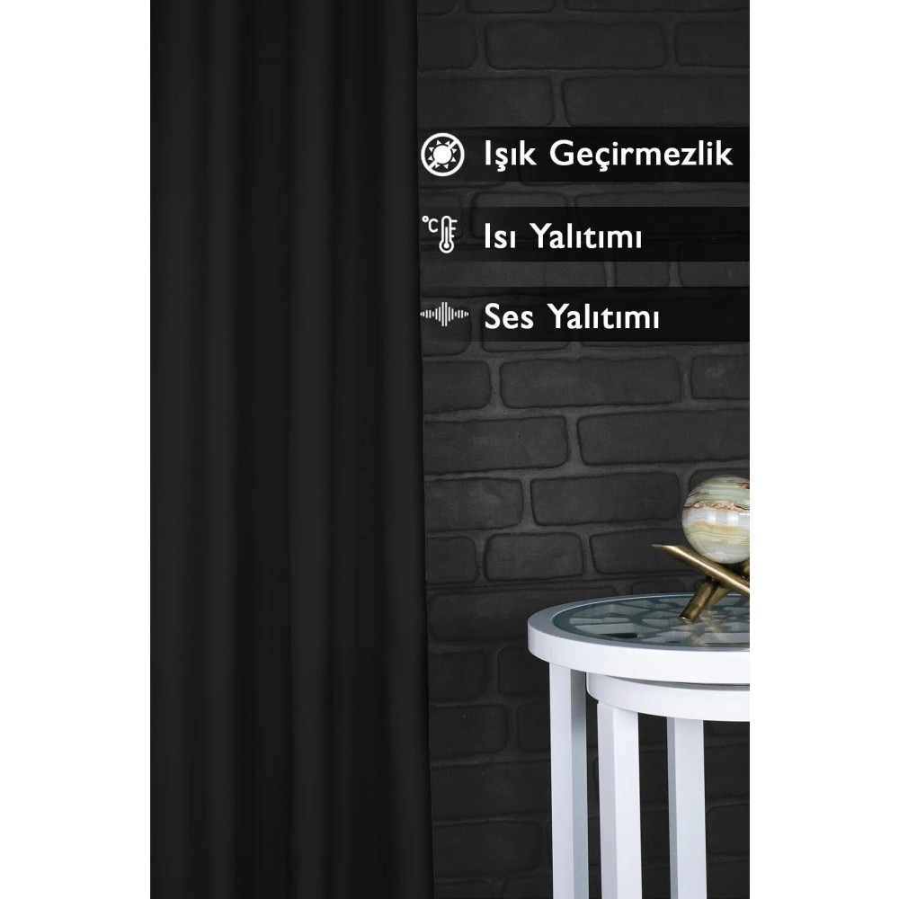 DEVRİM OLİVYA TEKSTİL Lüks 1. Sınıf Özel Dikim Siyah Blackout Işık Geçirmez Fon Perde Ekstraforlu Karartma Blackout 450 x 220 Beden Fon Perde Fiyatı