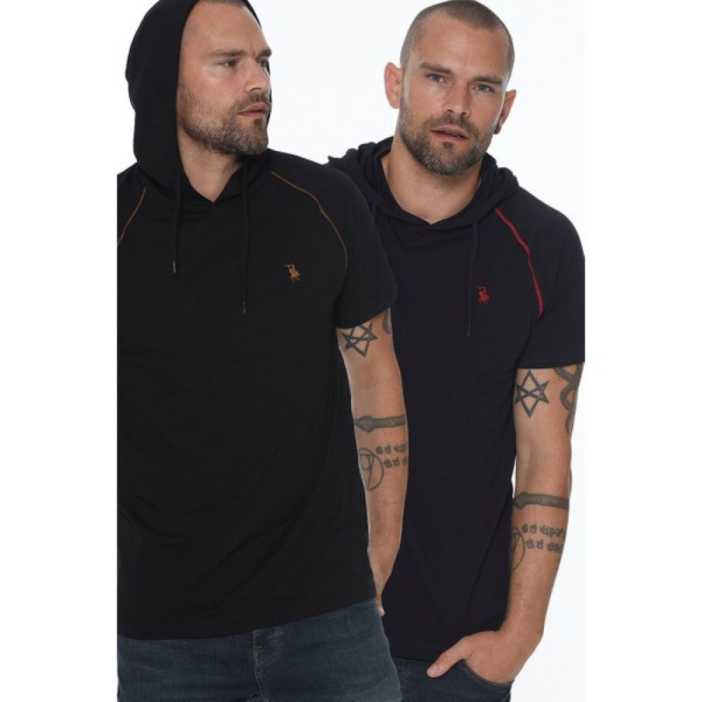 Dewberry İkili Set T8570 Kapüşonlu Erkek T-Shirt-Lacivert - Siyah Erkek T-shirt Fiyatı