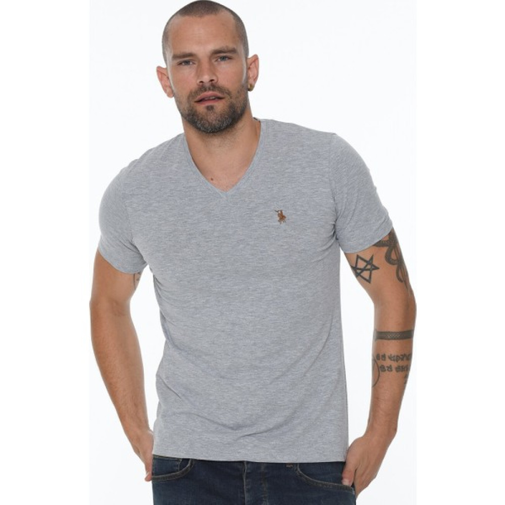 Dewberry T8568 V Yaka Erkek T-Shirt-Gri Erkek T-shirt Fiyatı