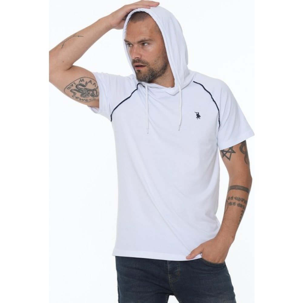 Dewberry T8570 Kapüşonlu Erkek T-Shirt-Beyaz Erkek T-shirt Fiyatı