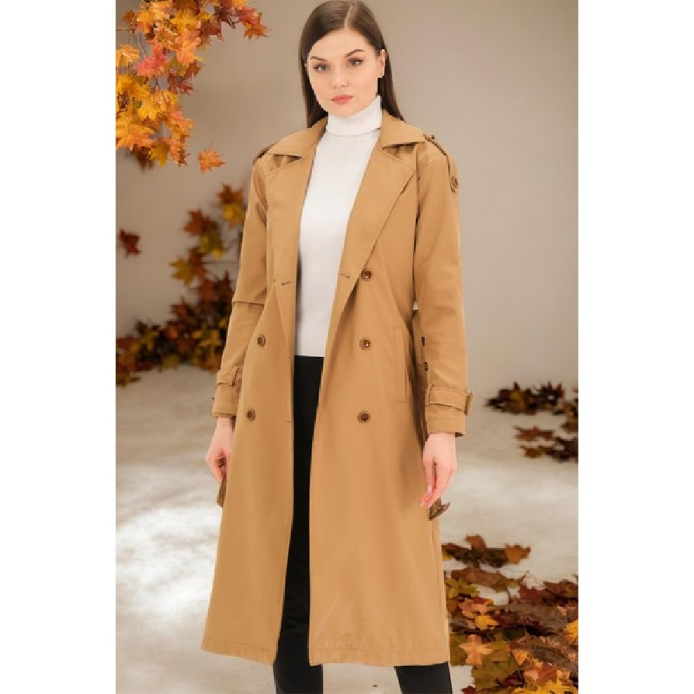 Dewberry Z6737 Dewberry Bayan Trençkot-Düz Camel Kadın Trençkot Fiyatı