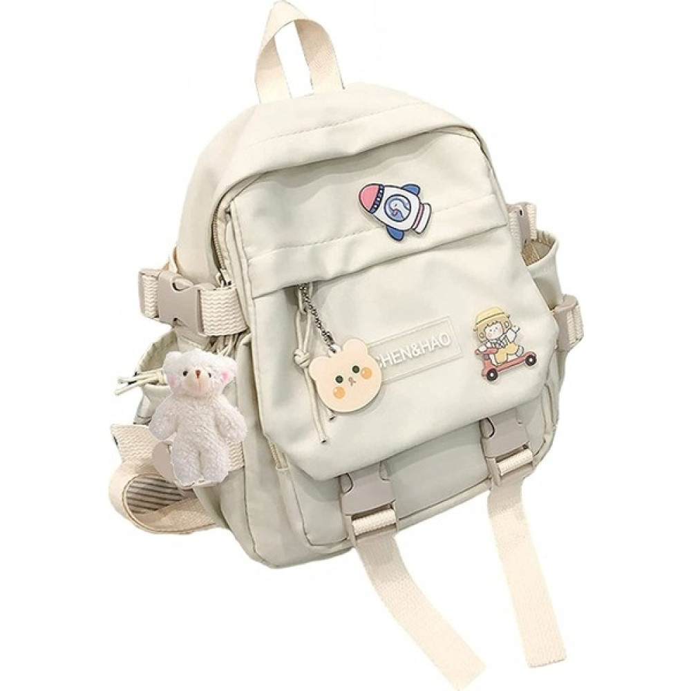 Deweiqi Kawaii Sırt Çantası Kız Okul Çantası Su Geçirmez Naylon Kawaii Kolye ile Sevimli Pin Mini Sırt Çantası (Yurt Dışından) - Beyaz Okul Çantası Fiyatı