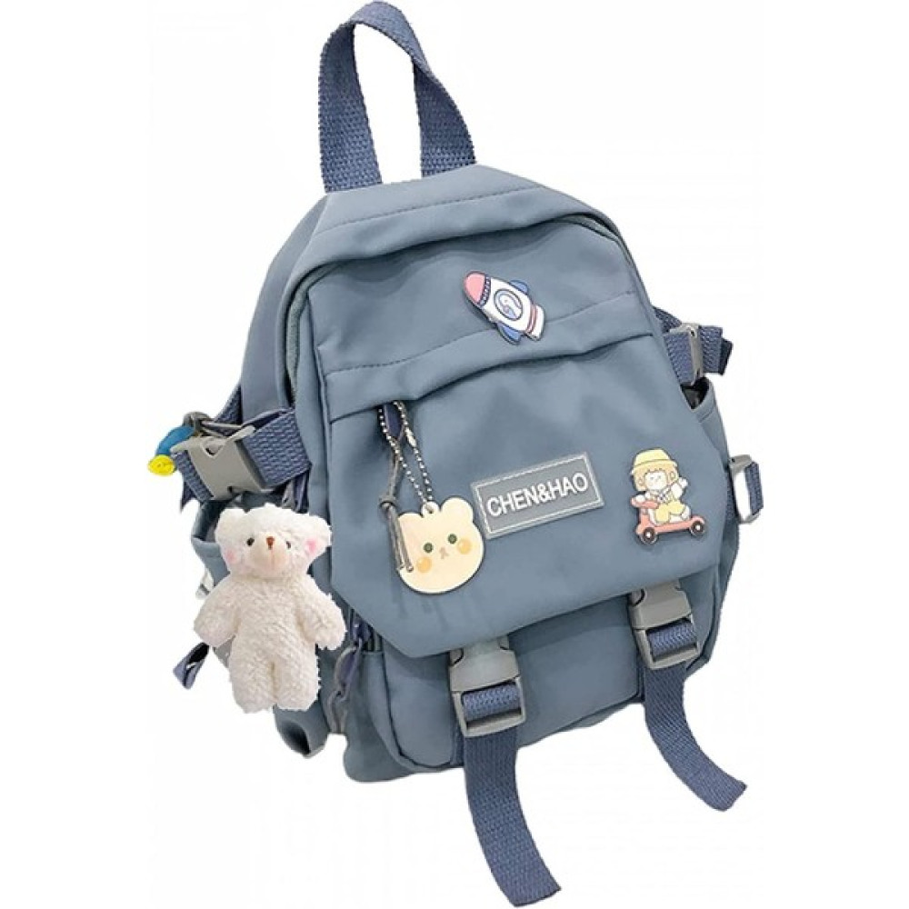 Deweiqi Kawaii Sırt Çantası Kız Okul Çantası Su Geçirmez Naylon Kawaii Kolye ile Sevimli Pin Mini Sırt Çantası (Yurt Dışından) - Mavi Okul Çantası Fiyatı