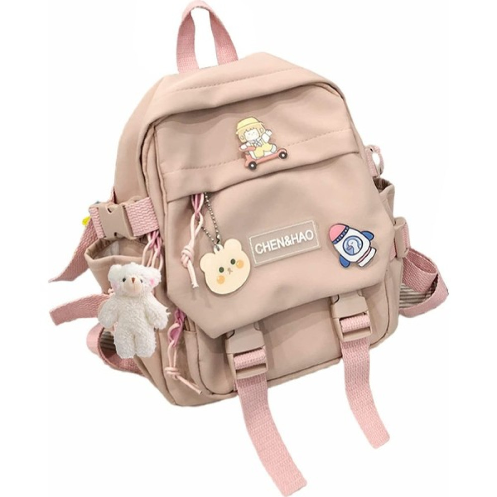Deweiqi Kawaii Sırt Çantası Kız Okul Çantası Su Geçirmez Naylon Kawaii Kolye ile Sevimli Pin Mini Sırt Çantası (Yurt Dışından) - Pembe Okul Çantası Fiyatı