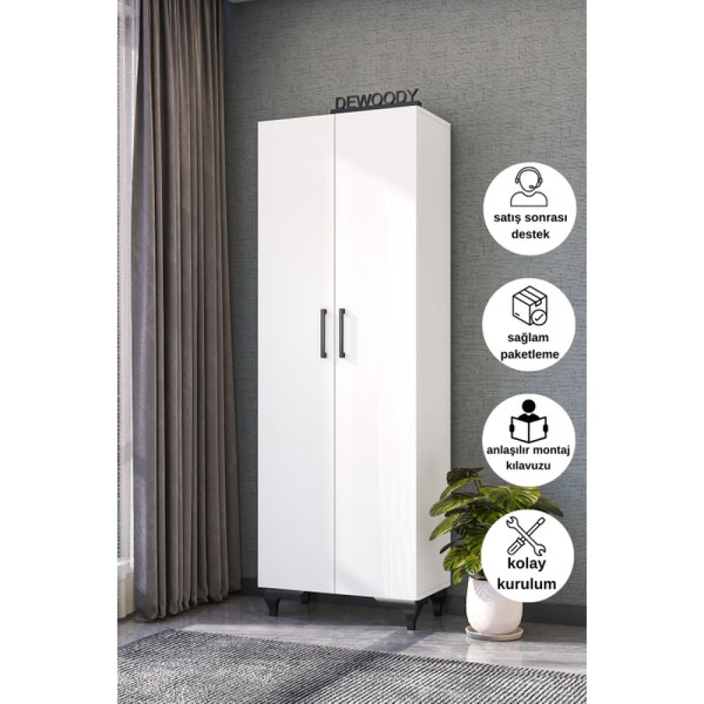 Dewoody 8 Raflı Kalın Raflı Çok Amaçlı Mutfak Banyo Dolabı - Beyaz Gardrop & Dolap Fiyatı
