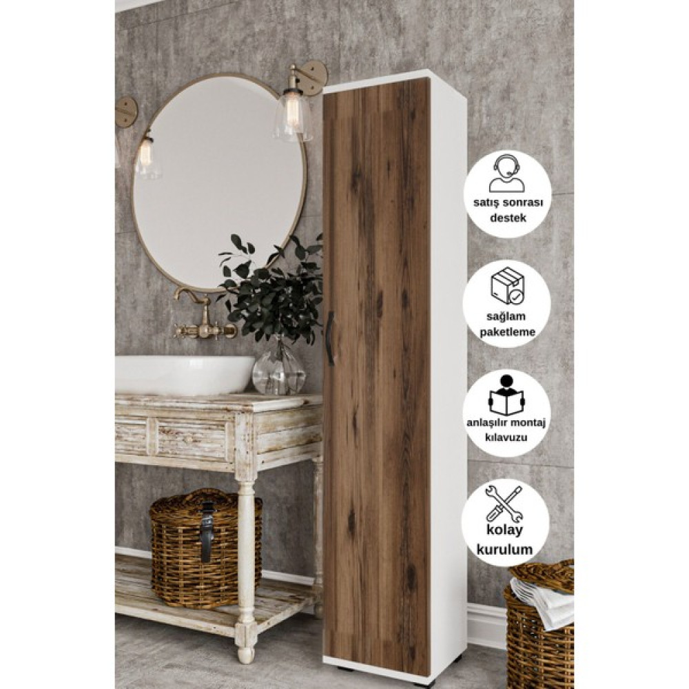 Dewoody Çok Amaçlı 5 Bölmeli Banyo Mutfak Kiler Dolabı - Beyaz Ayakkabılık Fiyatı