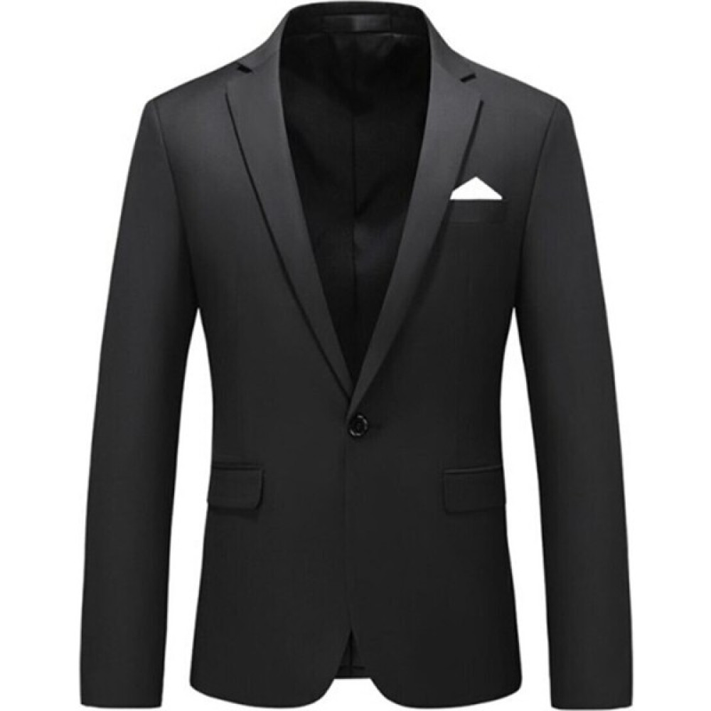 Dewsa Plus Mono Yaka Tek Düğme Slimfit Düz Siyah Erkek Ceket Erkek Ceket Fiyatı