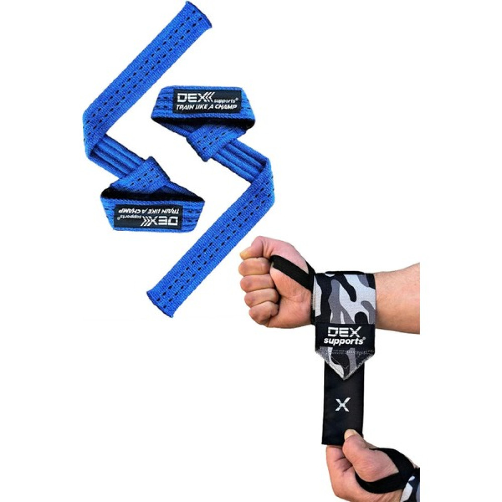 Dex Supports Ağırlık Kaldırma Kayışı Lifting Straps Pro+Dark Tone Kamuflaj Wrist Wraps 2'li Paket Fitness Kondisyon Aksesuarları Fiyatı