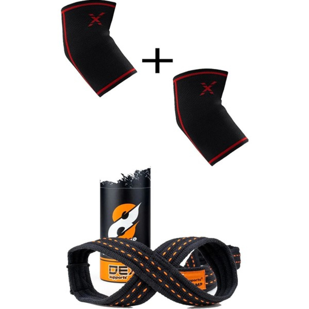 Dex Supports Fitness Ortopedik Dirseklik Elbow Sleeve+Ağırlık Kaldırma Kayışı 8 Loop Lifting Straps 2'li Set Fitness Kondisyon Aksesuarları Fiyatı