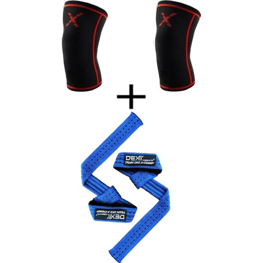 Dex Supports Lasting Energy Ağırlık Kaldırma Kayışı Lifting Straps Pro Mavi+Fitness Sporcu Dizlik Knee Sleeve 2'li Paket Fitness Kondisyon Aksesuarları Fiyatı