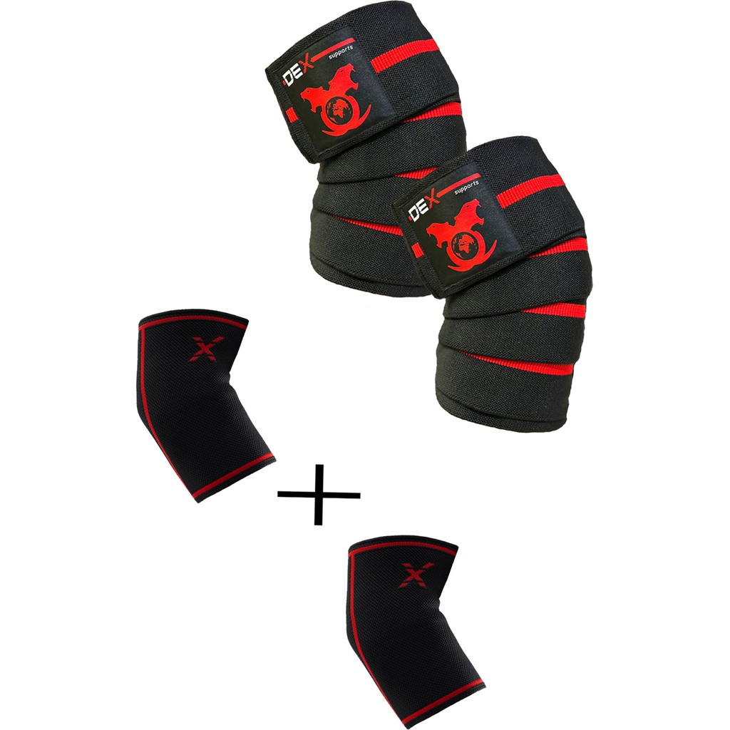 Dex Supports Lasting Energy Fitness Spor Dizlik Knee Wraps + Elbow Sleeve Fitness Spor Dizlik 2'li Set Diğer Fiyatı