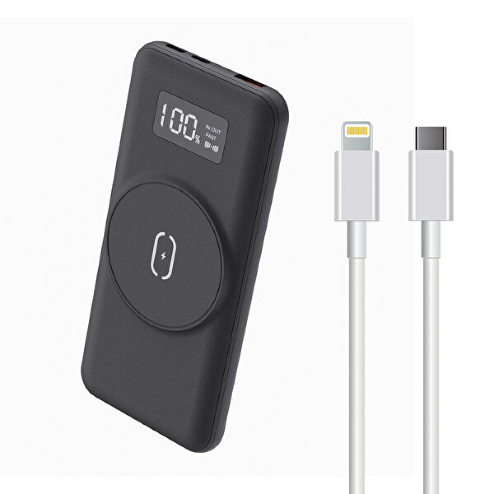 Dexim Dc-10Wl Magsafe 10.000 mAh Kablosuz Dijital Göstergeli Standlı 2 M Type-c To Lightning Kablolu Siyah Powerbank Taşınabilir Şarj Cihazı - Powerbank Fiyatı