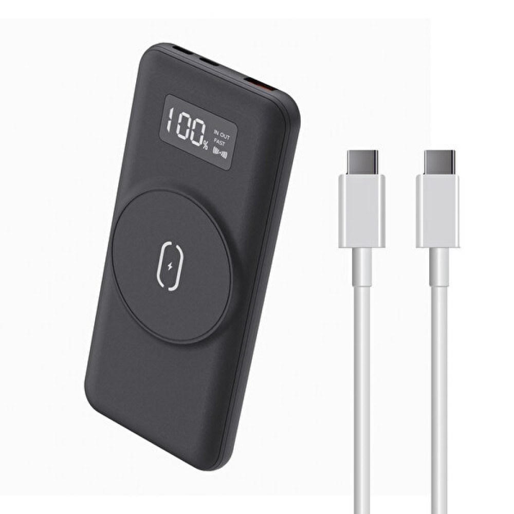 Dexim Dc-10Wt 10000 mAh Type-C To Type-C Kablolu LED Göstergeli Kablosuz Şarj Siyah Powerbank Taşınabilir Şarj Cihazı - Powerbank Fiyatı